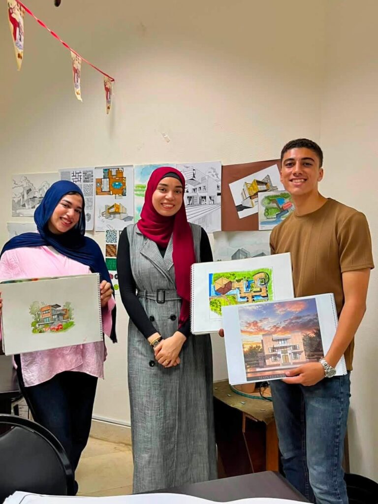 جزء من أعمال طلاب التدريب الصيفي  الفرقة الأولى قسم الهندسة المعمارية  *إظهار معماري يدوي + Photoshop* تحت إشراف: د/ نهاد محمد  م / دعاء الصاوي